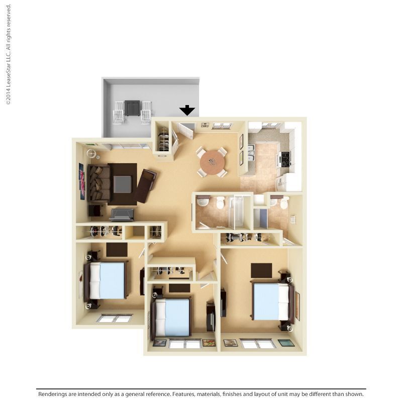 Floor Plan - Medium 3 Bed 1.75 Bath