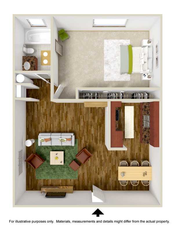 Floor Plan - 1 Bedroom 1 Bath