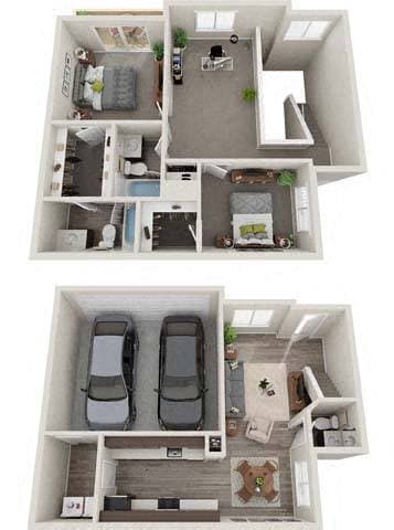 Floor Plan - 2 Bed 2.5 Bath B Loft Renovated - Premium