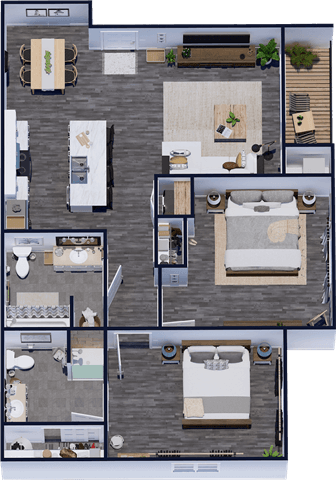 Floor Plan - Individual Leasing (By the Bed) 1 Bedroom 1 Bath