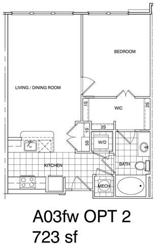 Floor Plan - 1 Bedroom, 1 Bath 728 SF A3.2