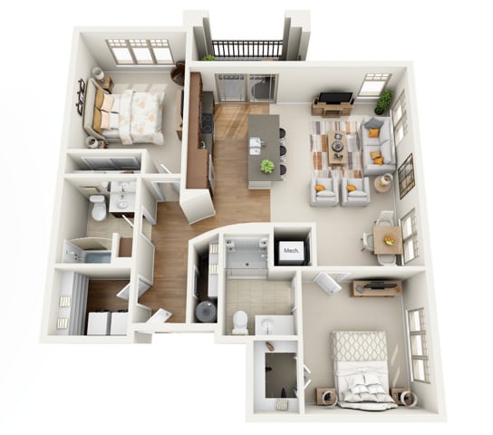 Floor Plan 2C | Wells Street Station | Apartments in Delafield, WI - 2C