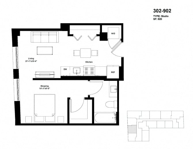 Floor Plan - Tier 02 / Junior One Bedroom