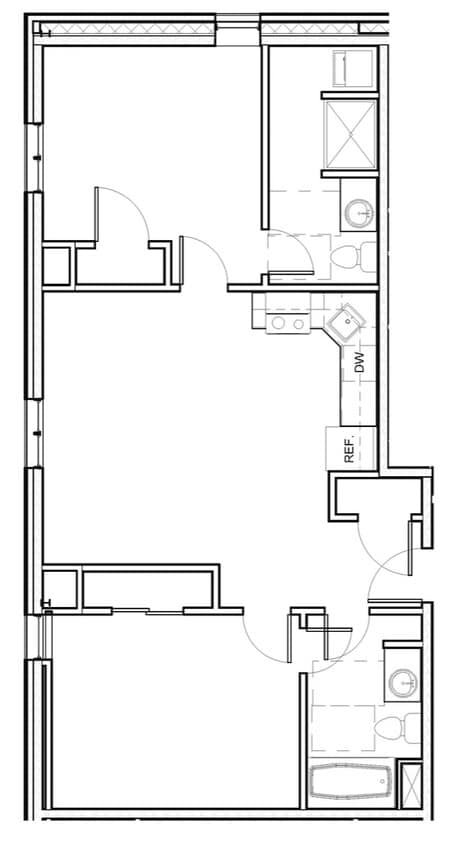 Floor Plan - 2 Bed 2 Bath 207-607