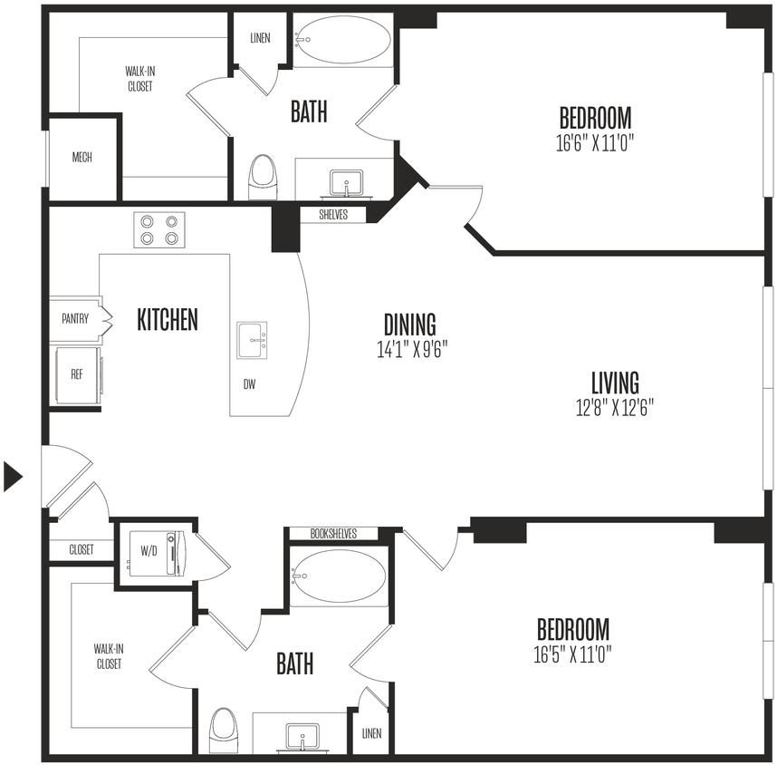 Floor Plan - 2 Bed/2 Bath-2B2