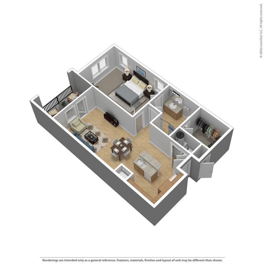 Floor Plan - 1 Bed 1 Bath 915 SqFt (831 Net)