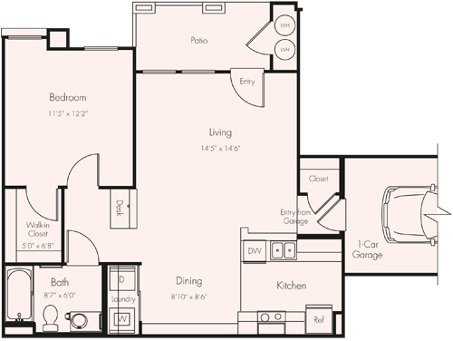 Floor Plan - 1BD 1