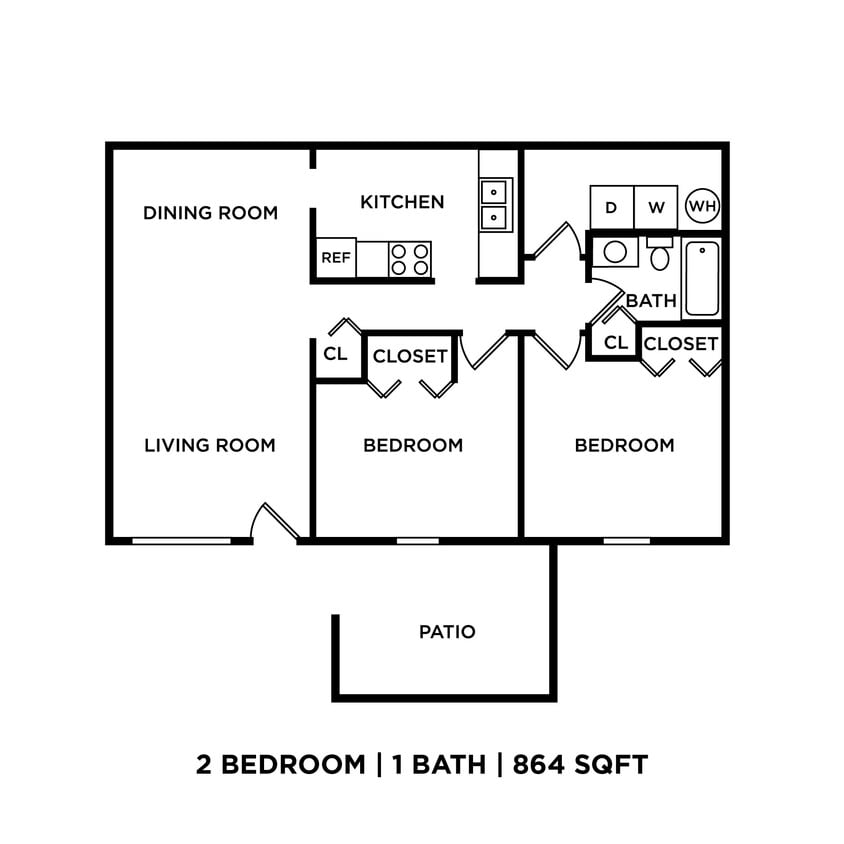 Floor Plan - Two Bed One Bath
