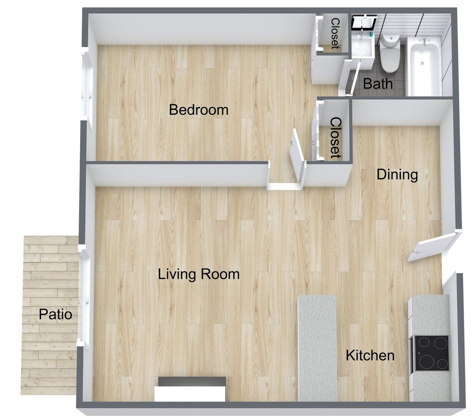 Floor Plan - Cyprus - 1 BR, 1 BA DN