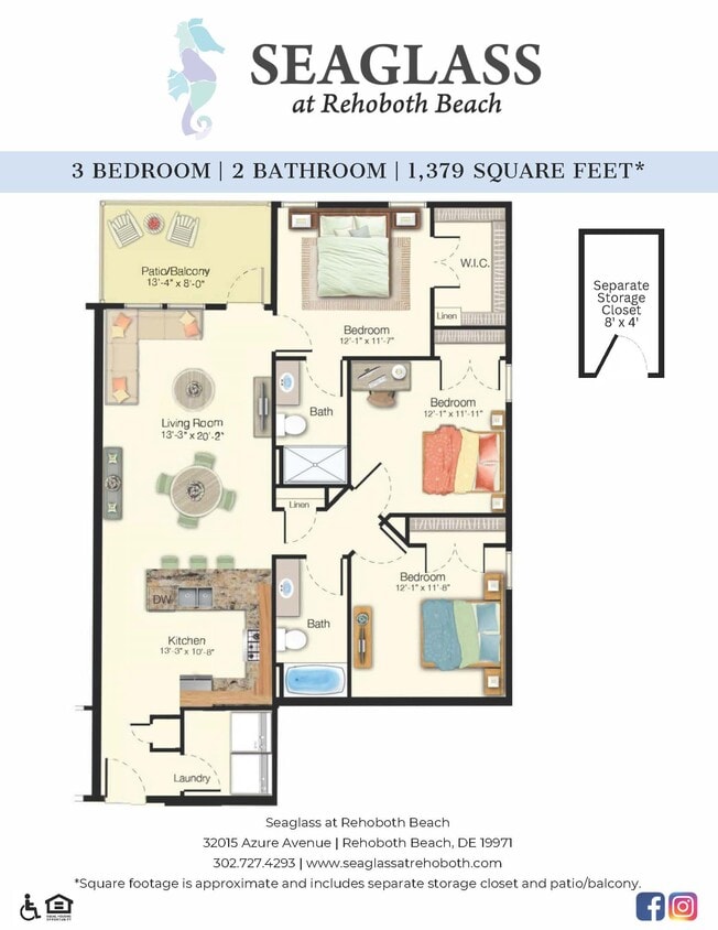 Floor Plan - Seaglass at Rehoboth Beach 3BR/2BA
