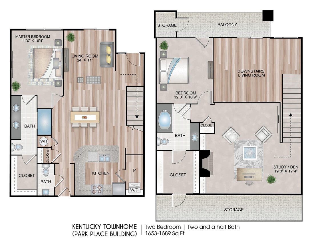 1653 - 1689 Square Feet - Kentucky Townhome (Parkside Building)