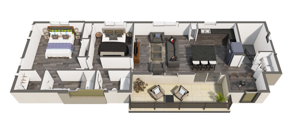 Floor Plan - 2x2 1,202 SF w/ Garage
