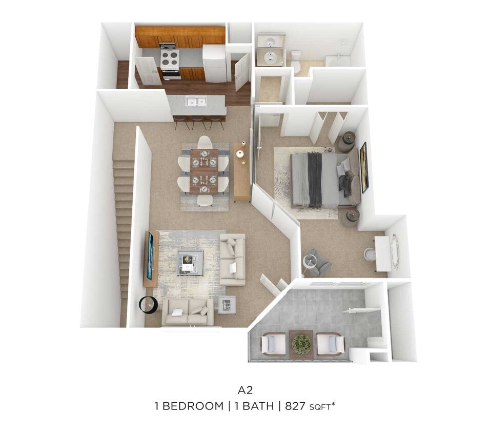 Floor Plan - One Bedroom-827 sqft