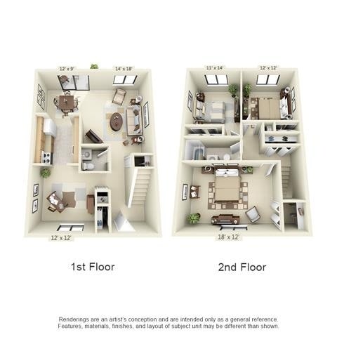 Floor Plan - 3 Bedroom Townhouse