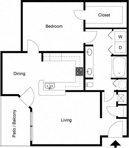 Floor Plan - 1 Bedroom 1 Bath - C