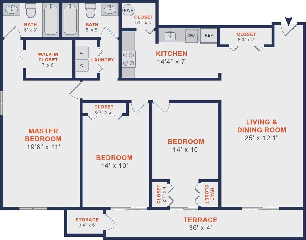 Floor Plan - The Continental | 3 Bed | 2 Bath