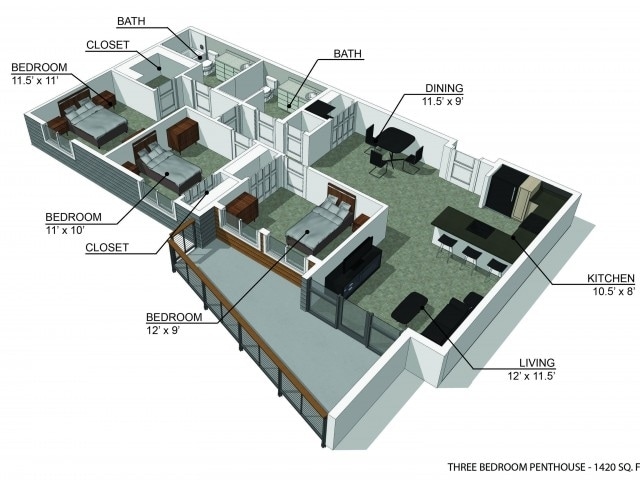 Floor Plan - 3 Bedroom Penthouse