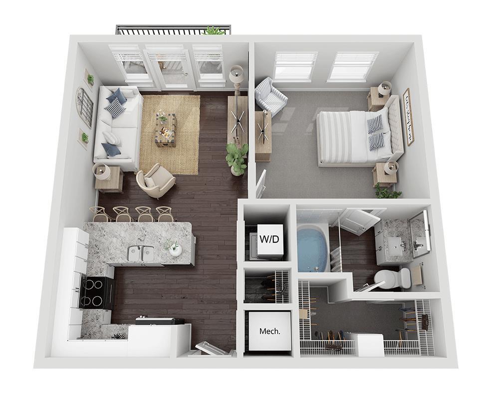 Floor Plan - One Bedroom A1B