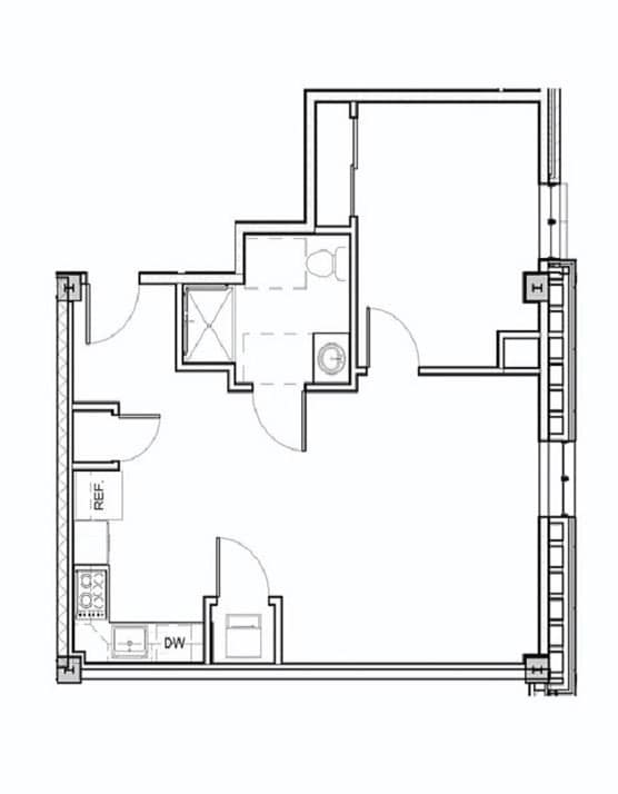 Floor Plan - 1 Bed 1 Bath - 101