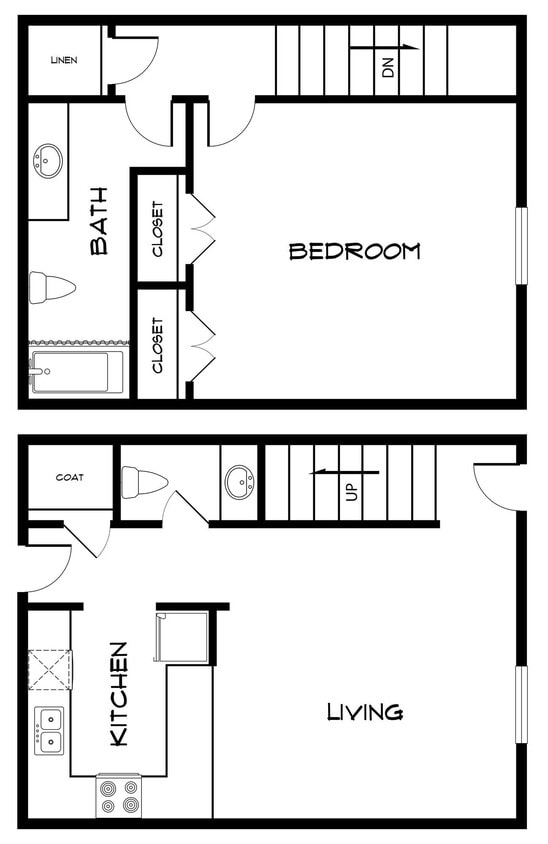 Floor Plan - One Bedroom Townhome