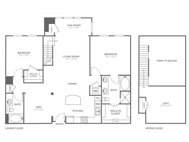 2 Bedroom 2 Bath Loft (1,550 SF) - 2 Bedroom 2 Bath Loft (1,550 SF)