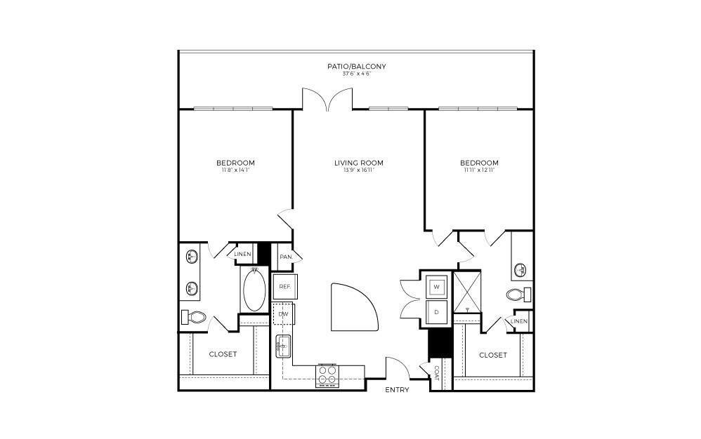 Floor Plan - B3 (Large Patio/Balcony)