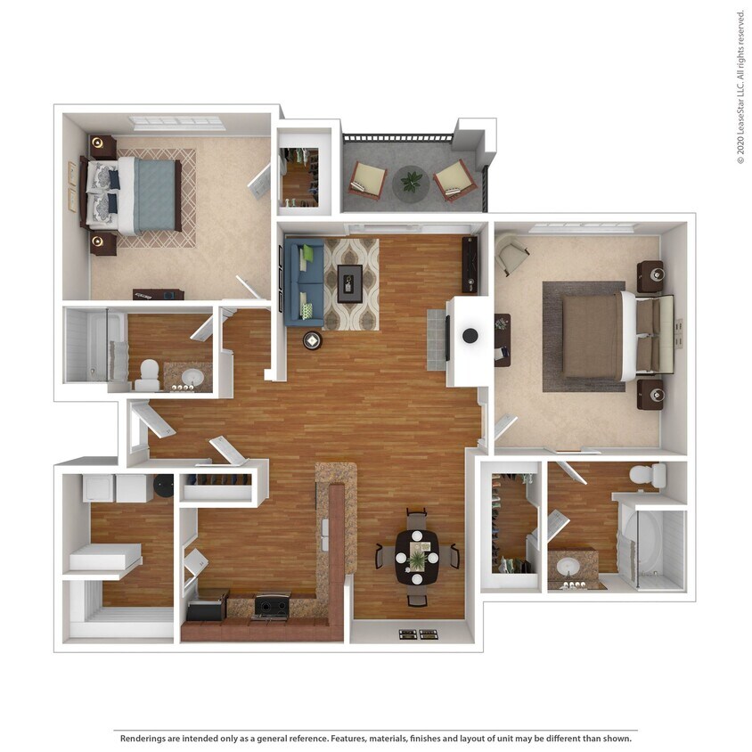 Floor Plan - 2 Bed 2 Bath 1229 SqFt (1175 Net)