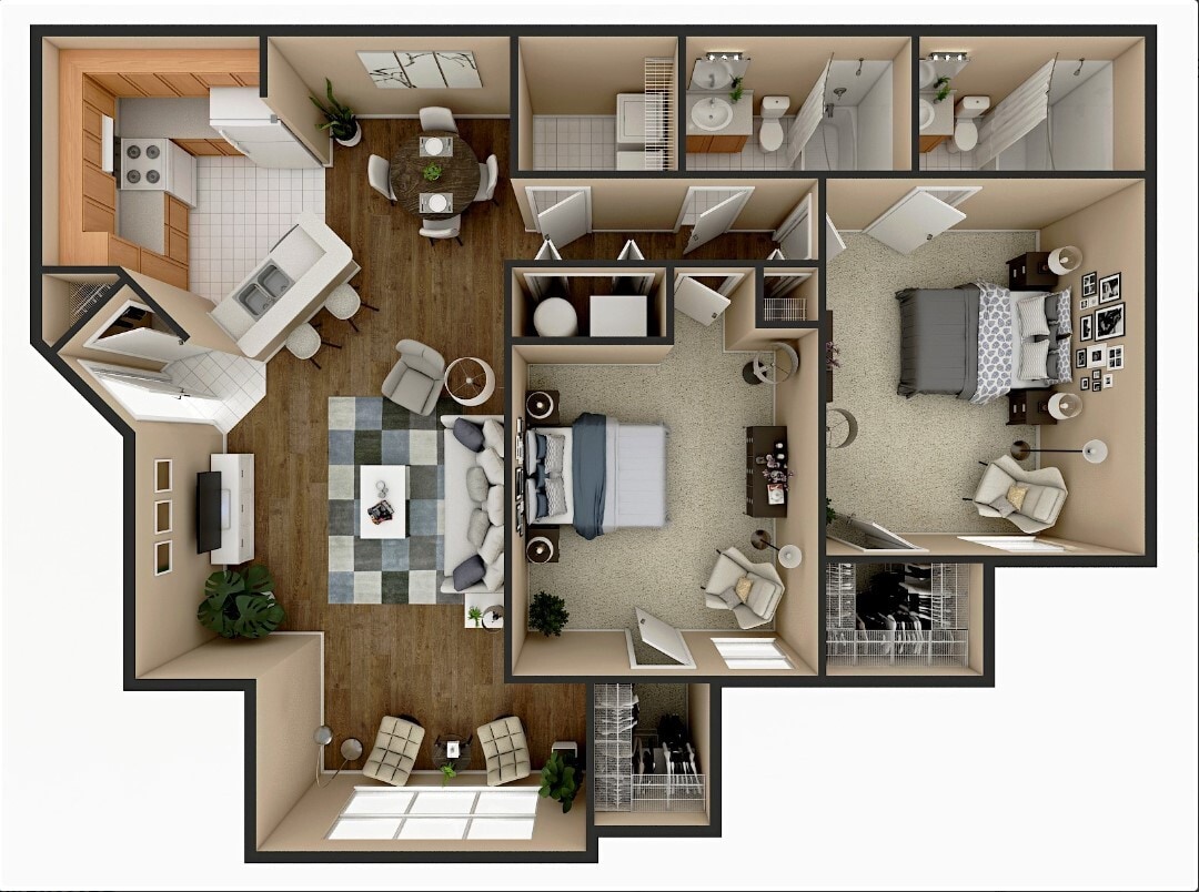 Floor Plan - 2 Bedroom - 60%