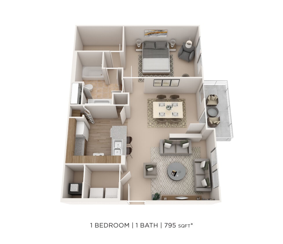 Floor Plan - One Bedroom-795 sqft