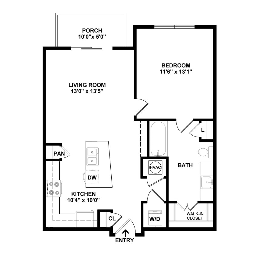 Floor Plan - 1 Bed/1 Bath-A2