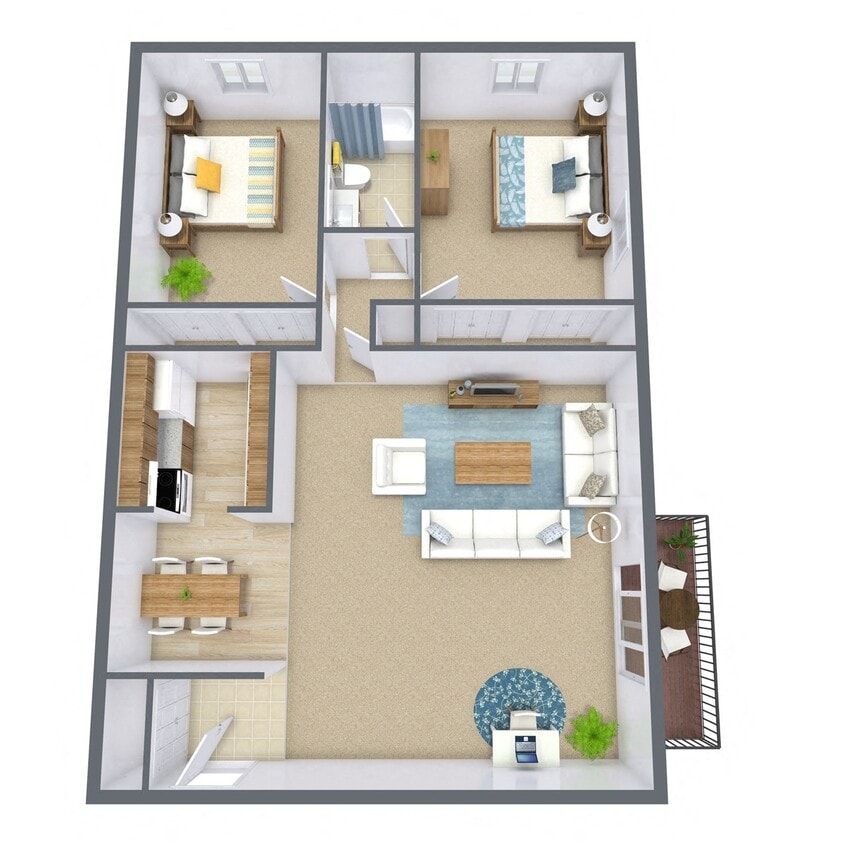 Floor Plan - Two Bedroom 21D