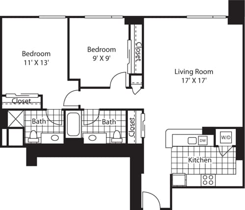 Floor Plan - Two Bedroom 1128 A