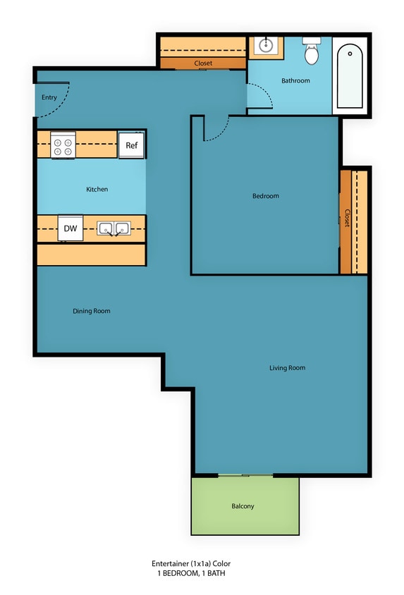 Floor Plan - One Bedroom One Bathroom