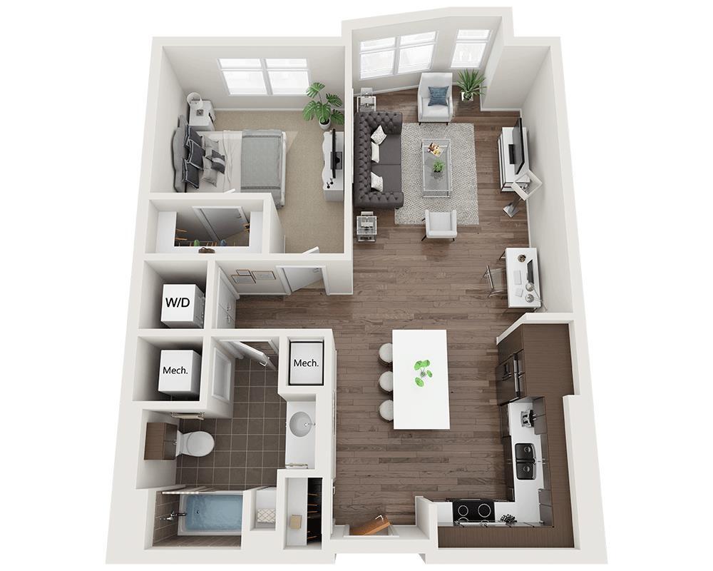 Floor Plan - One Bedroom A1D