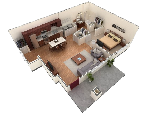 Floor Plan - 1 BR Grand Coutyard