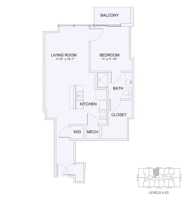 Floor Plan - 1x1 763