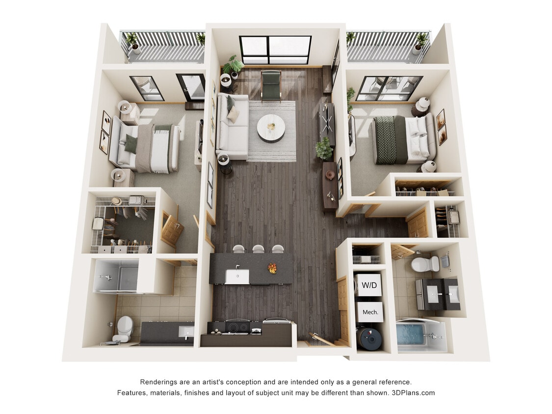 B3 - 2 Bed / 2 Bath 1236 sq ft White Pine