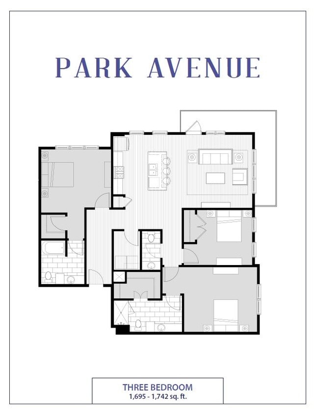 Floor Plan - Park Avenue - 3x2.5