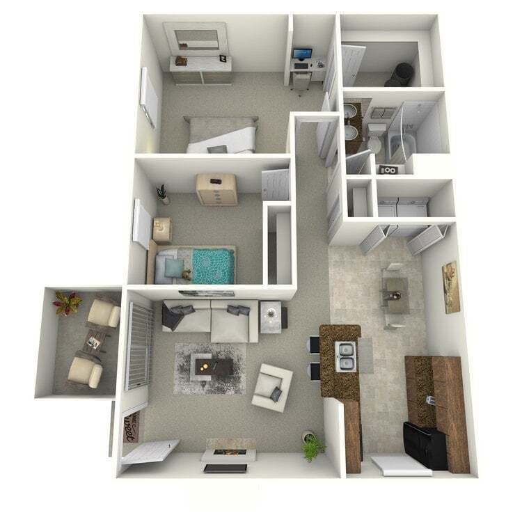 Floor Plan - Renovated Two Bedroom One Bath