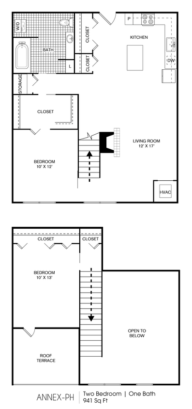 Floor Plan - Annex Penthouse 2 Bedroom 1 Bath
