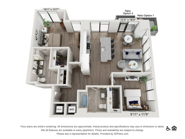 2 bed 2 bath | 1254 sq ft - Two Bedroom Two Bath (1254 SF)