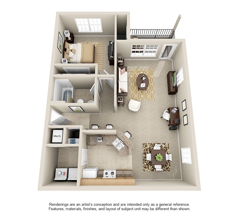 1BR/1BA - One Bedroom