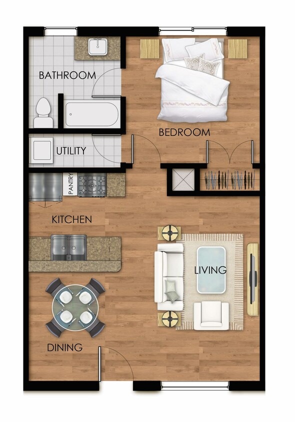 Floor Plan - 1 Bedroom A Plan Up