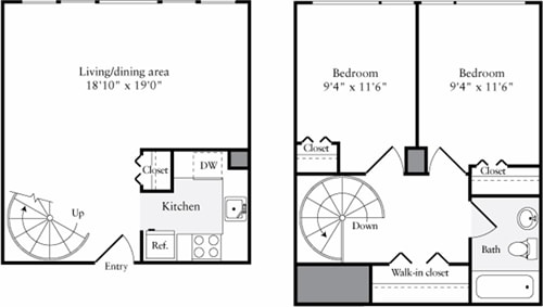 Floor Plan - The Lofts 2 Bedrooms B