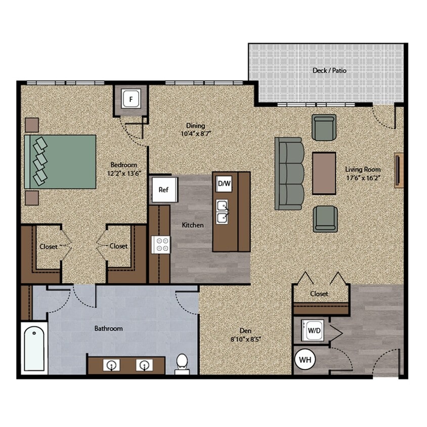 Floor Plan - 1 Bedroom with Den Unit I
