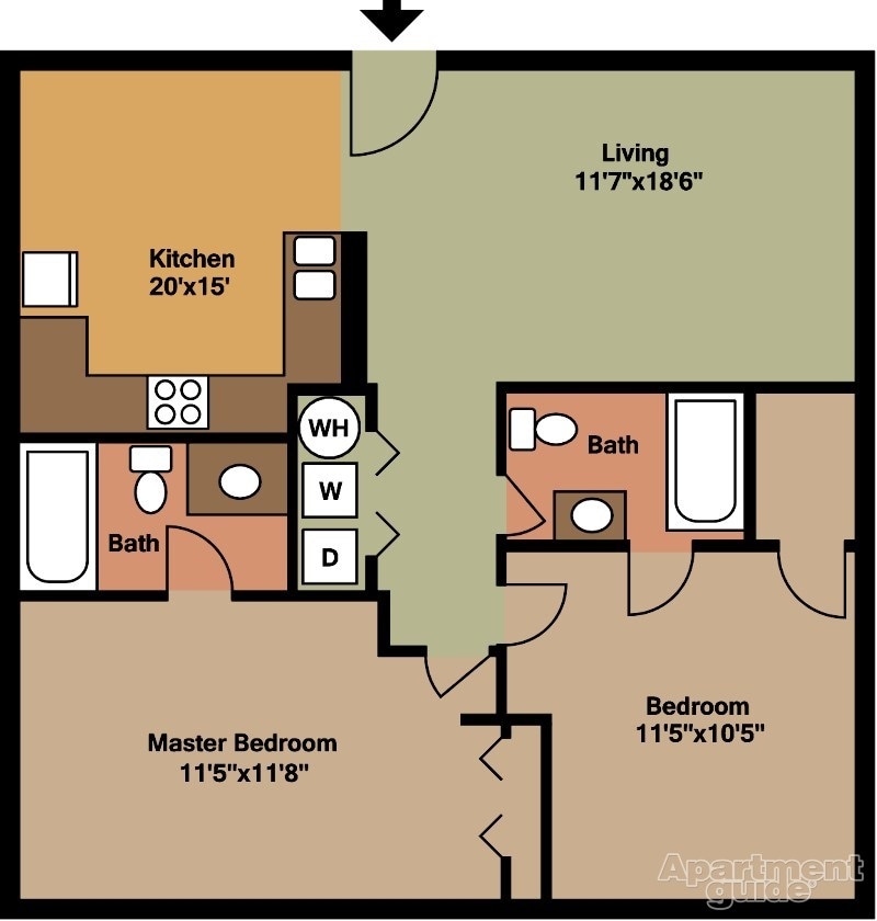 2BR/2BA - 2 Bedroom - Large