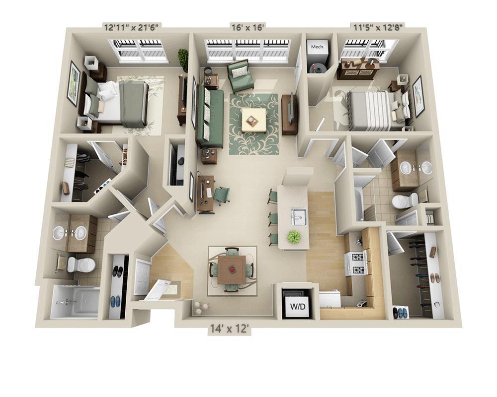 Floor Plan - Two Bedroom B2E