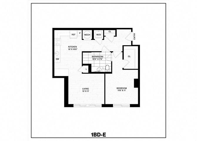 Floor Plan - 1 Bed/1 Bath-E