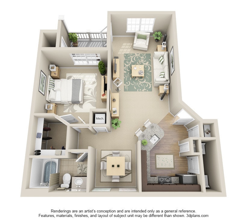 Element Carolina Bay - A2 Bowen - 1 Beds - 1 Baths - 887 Sq. ft. - A2 Bowen