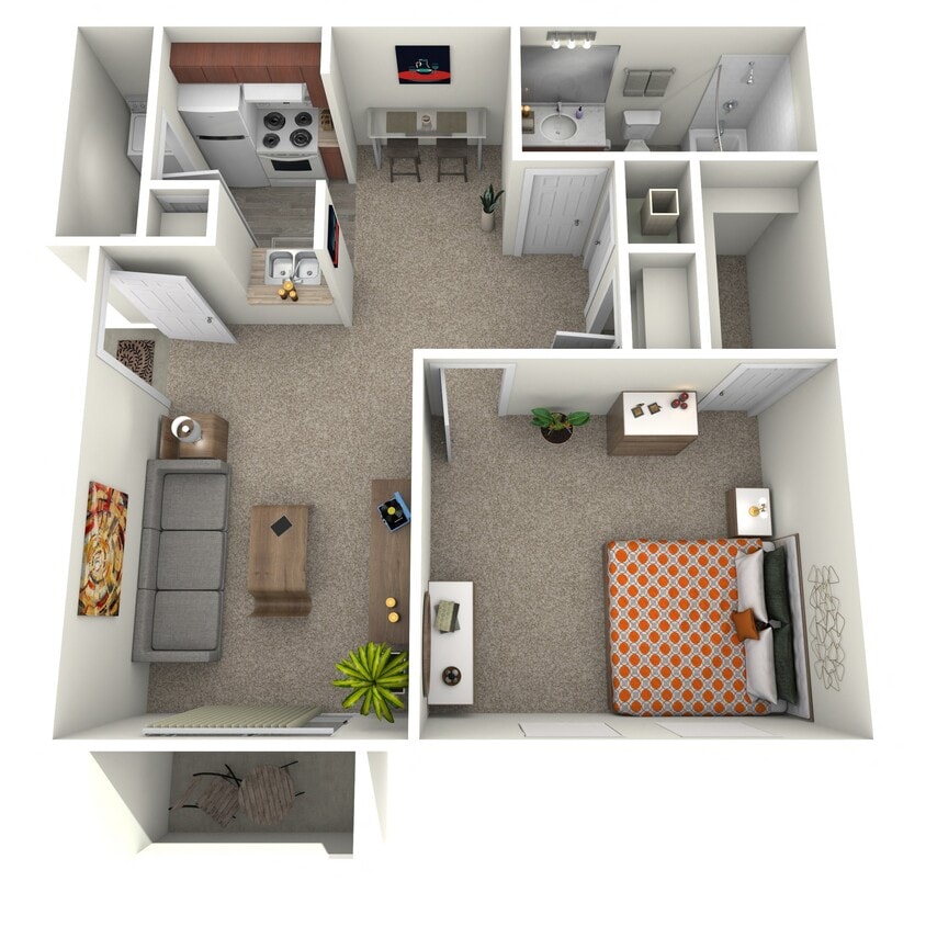 Floor Plan - Downtown - 1Bed, 1 Bath